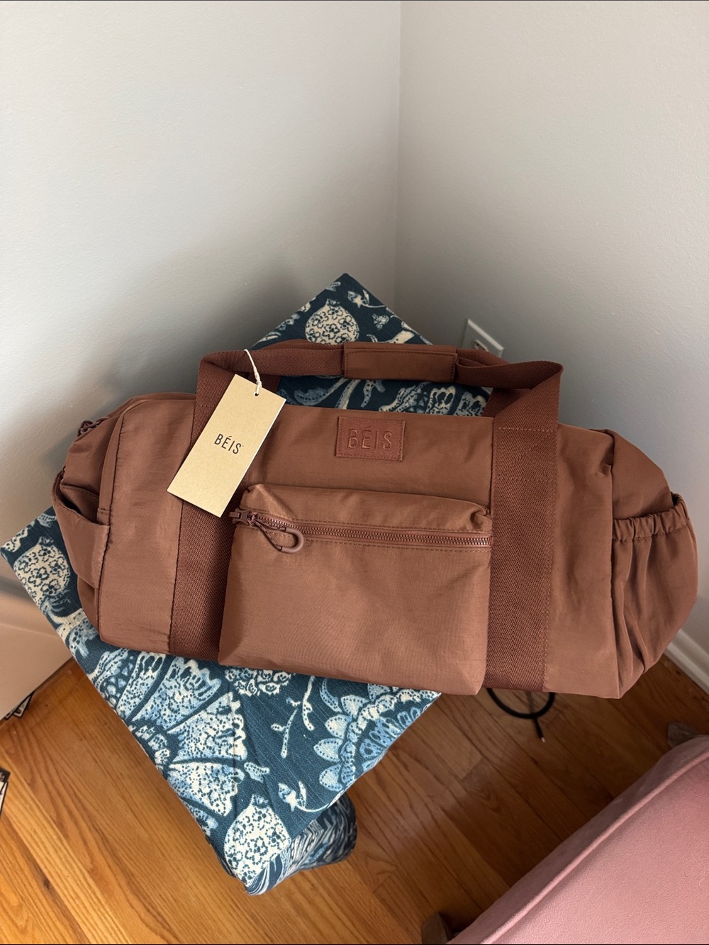 BEIS Rust Brown Duffel Bag with Front Pocket